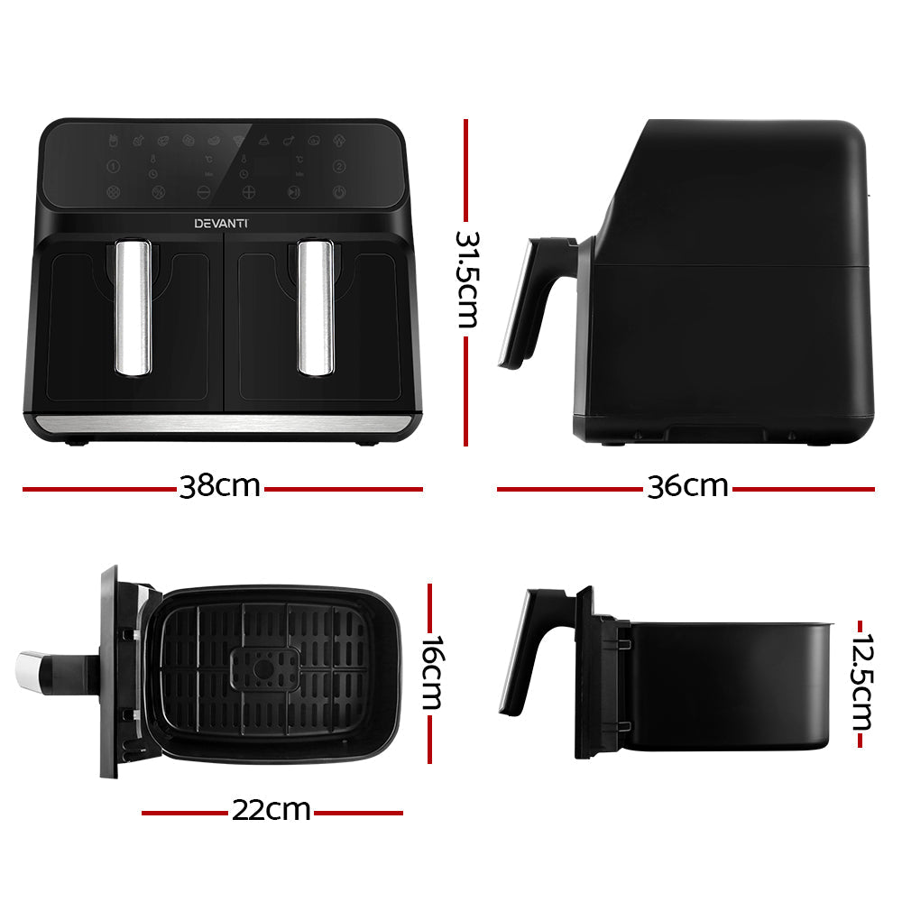 NNEDSZ Devanti Air Fryer 8L Dual Zone Fryers