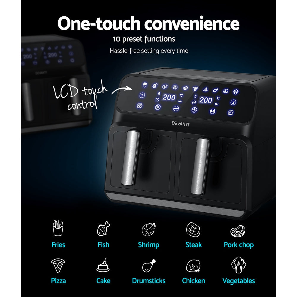 NNEDSZ Devanti Air Fryer 8L Dual Zone Fryers